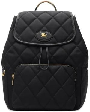 Burberry Quilted Leather-Trimmed Backpack - Black