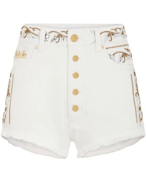 Rabanne Embroidered Denim Shorts - White