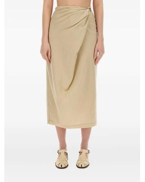 Alysi Wrap-Effect Midi Skirt - Natural