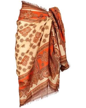 Zimmermann Paisley-Print Frayed-Edge Pareo - Orange