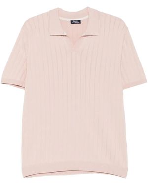 Barba Napoli Ribbed-Knit V-Neck T-Shirt - Pink