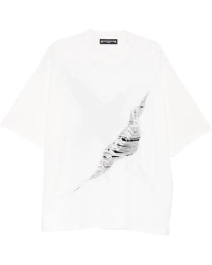 MASTERMIND WORLD Distressed Ribbed T-Shirt - White