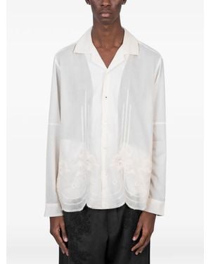 BAZISZT Floral-Embroidered Shirt - White