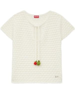 KENZO Appel Pop Crochet Fruit-Pendant T-Shirt - White