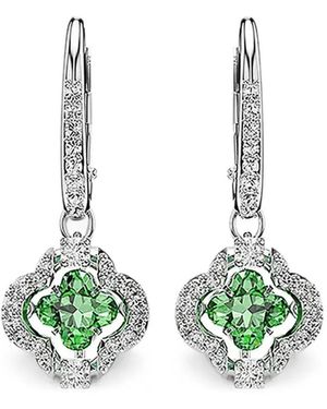 Swarovski Clover-Pendant Drop Earrings - White