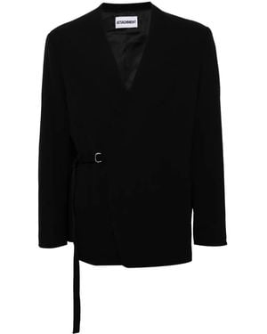 Attachment V-Neck Wool Blazer - Black