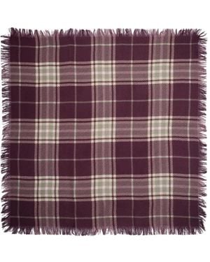 Bompard Swann Tartan Fringed Square Scarf - Purple