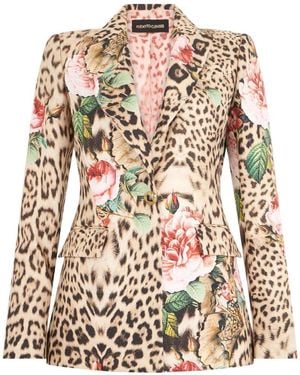 Roberto Cavalli Leopard-Print Blazer - White