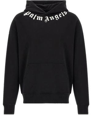 Palm Angels Logo-Print Hoodie - Black