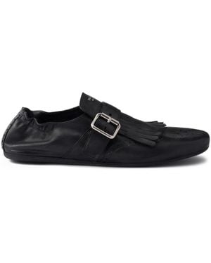 Prada バックルストラップ レザーローファー - ブラック