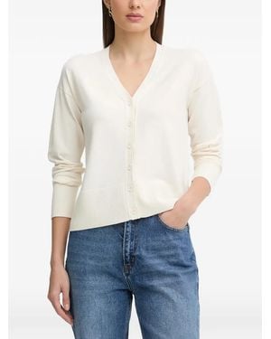 Sisley V-Neck Button Cardigan - White