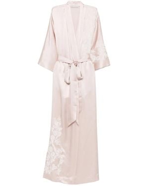 Carine Gilson Tie-Fastening Silk Robe - Pink
