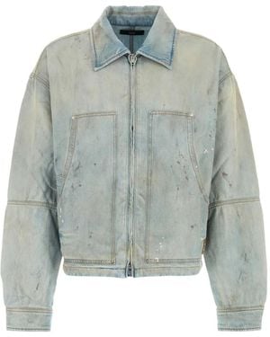 Amiri Distressed-Effect Denim Jacket - Blue