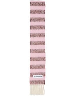 Acne Studios Stripe-Pattern Fringed Scarf - Pink