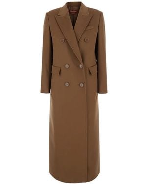 Max Mara Double-Breasted Peak-Lapels Coat - Brown