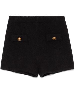 Twinset Knitted High-Waist Shorts - Black