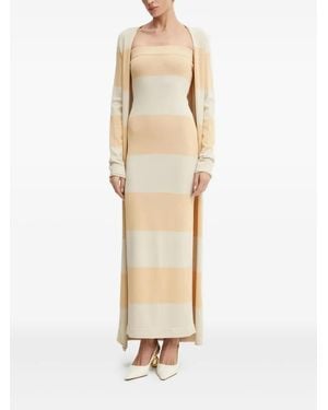 Liviana Conti Stripe Cardigan Dress Set - Natural