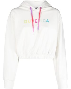 Duvetica Logo-Print Cropped Hoodie - White