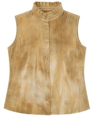Uma Wang Tina Ruffled-Collar Top - Natural