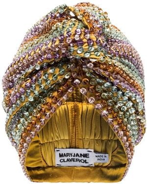 MaryJane Claverol Multicolored Malibu Beaded Sequin Turban - Yellow