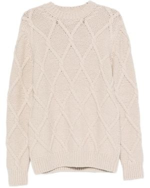 Eleventy Cable-Knit Crew-Neck Jumper - Natural