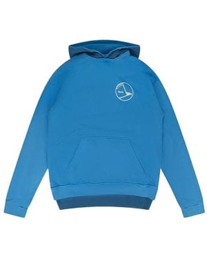 Rhude Logo-Print Layered-Design Hoodie - Blue