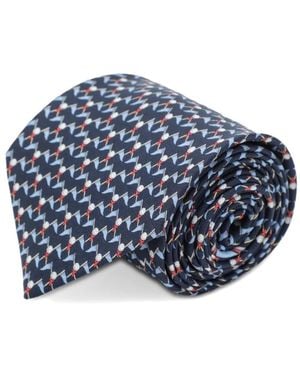 Ferragamo Club Print Silk Tie - Blue