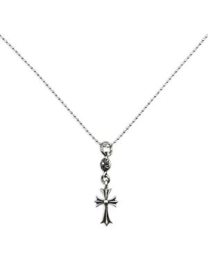 Chrome Hearts Tiny Cross Ball-Chain Necklace - Metallic