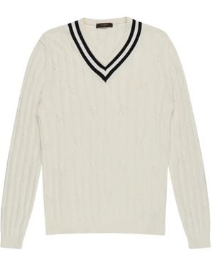 Zanone Pullover Mit Zopfmuster - Weiß