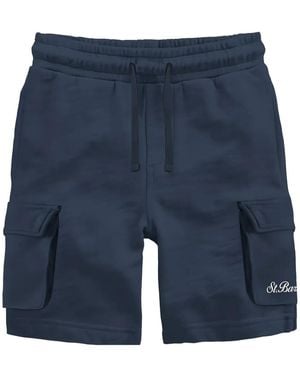 Mc2 Saint Barth Cargo-Pocket Drawstring Shorts - Blue