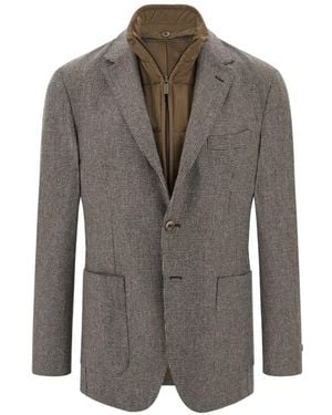 BOGGI Blazer Houndstooth Wool Flannel - Gray