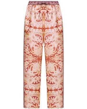 Pierre Louis Mascia Tapestry-Print Silk Trousers - Pink