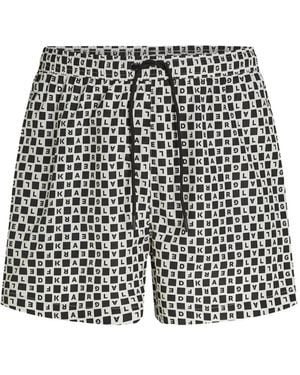Karl Lagerfeld Short De Bain À Carreaux - Noir