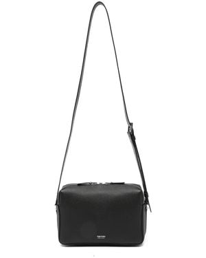 Tom Ford Grained-Leather Logo-Stamp Messenger Bag - White