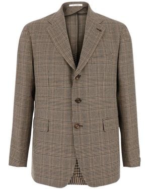 Tagliatore New York Check-Pattern Notched-Lapels Blazer - Brown