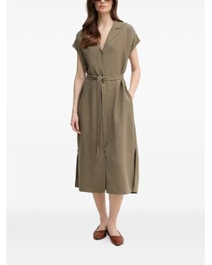 Mos Mosh Collared Belted Midi Dress - Natural