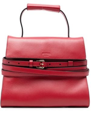 Moschino Belt-Detail Leather Tote Bag - Red