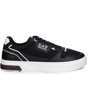 EA7 Mesh-Panelled Logo-Print Trainers - Black