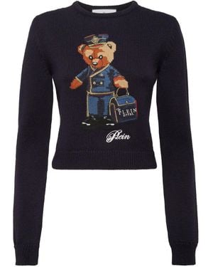Philipp Plein Round-Neck Long-Sleeves Pullover Jumper - Blue