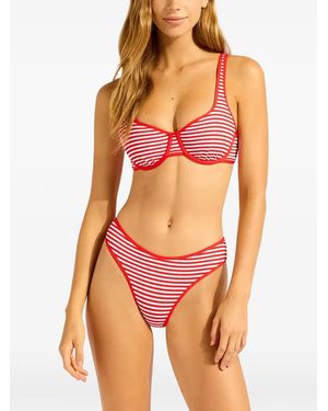 Seafolly Clubhouse Striped Textured Bikini - Orange