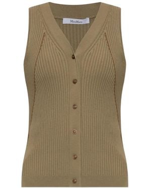 Max Mara Fiorire Ribbed-Knit Vest - Green