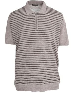 Corneliani Knitted Half-Zip Polo Shirt - Grey