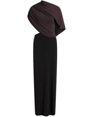 Alberta Ferretti Vestido Largo Drapeado - Negro