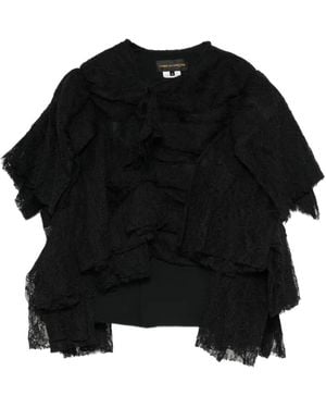 Comme des Garçons Gerüschte Jacke Mit Spitzeneinsatz - Schwarz