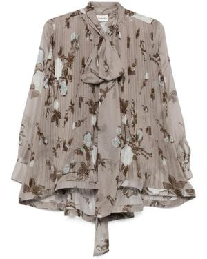 P.A.R.O.S.H. フローラル ブラウス - ブラウン
