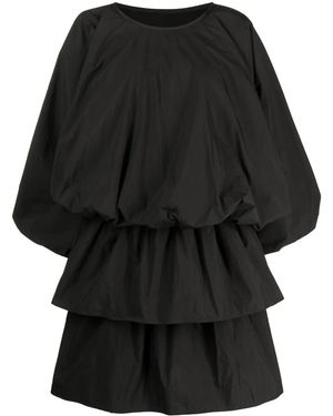 Goen.J Balloon-Sleeves Poplin Dress - Black