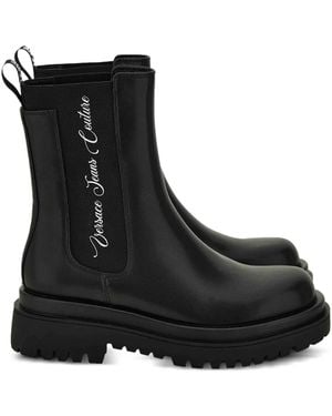 Versace Jeans Couture Elastic-Insert Platform Boots - Black