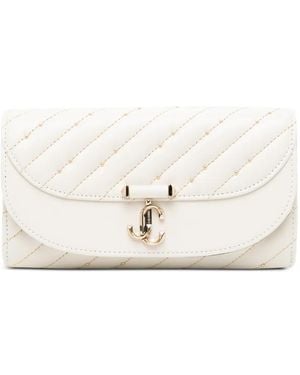 Jimmy Choo Jc Logo Studded Leather Wallet On Chain - White
