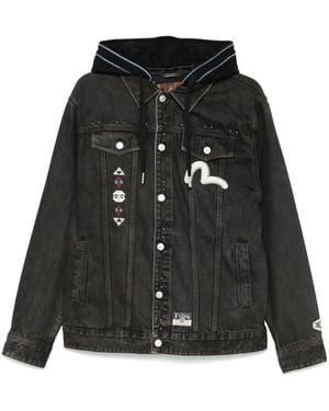 Evisu Patchwork Denim Jacket - Black