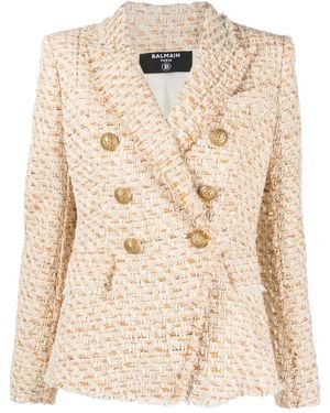 Balmain ツイード ダブルジャケット - ナチュラル